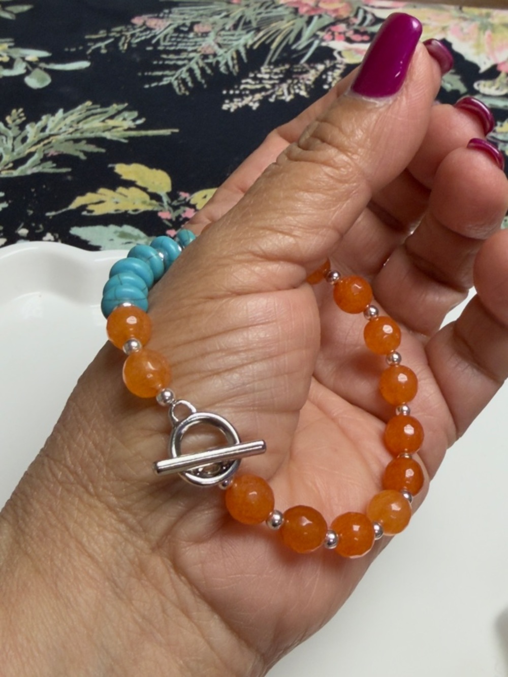 Handmade Agate. Turquoise Natural Stone Bracelet - Women Jewelry